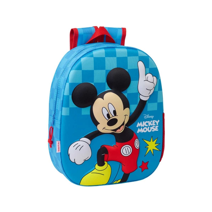 Safta Mickey Mouse Mochila 3D de 8.64L - Portabotellas - Tarjeta de Identificacion Personal - Hombreras Acolchadas - 27x33x10cm
