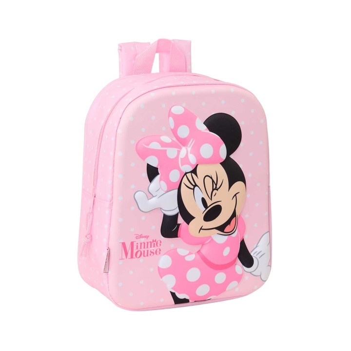 Safta Minnie Mouse Mochila Guarderia 3D de 6L - Asa de Mano Superior - Asas Regulables y Acolchadas - Cierre de Cremallera - 22