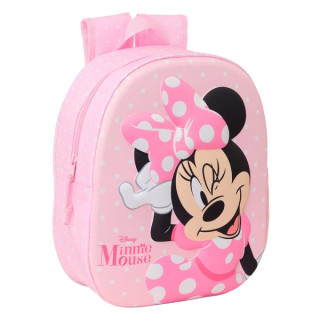 Safta Minnie Mouse Mochila 3D de 8.64L - Portabotellas - Tarjeta de Identificacion Personal - Hombreras Acolchadas - 27x33x10cm