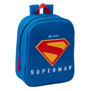 Safta Superman Mochila Guarderia 3D de 6L - Asa de Mano Superior - Asas Regulables y Acolchadas - Cierre de Cremallera - 22x27x