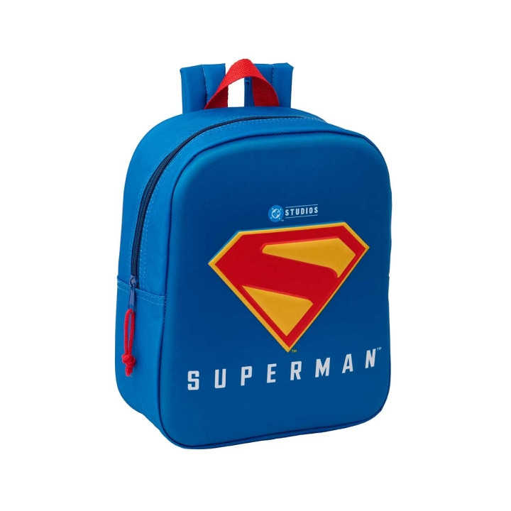 Safta Superman Mochila Guarderia 3D de 6L - Asa de Mano Superior - Asas Regulables y Acolchadas - Cierre de Cremallera - 22x27x