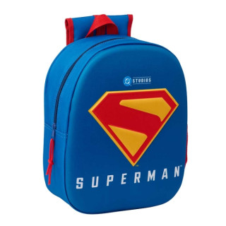 Safta Superman Mochila 3D de 8.64L - Portabotellas - Tarjeta de Identificacion Personal - Hombreras Acolchadas - 27x33x10cm - C