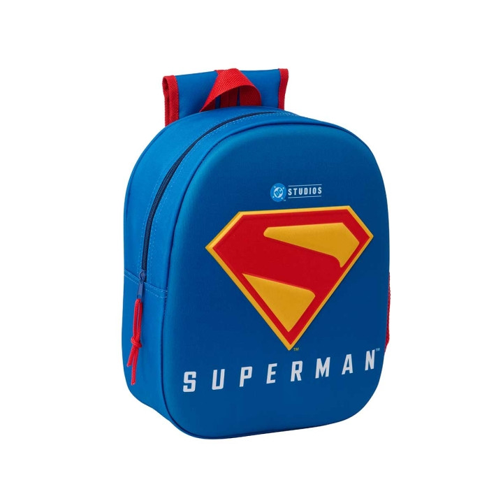 Safta Superman Mochila 3D de 8.64L - Portabotellas - Tarjeta de Identificacion Personal - Hombreras Acolchadas - 27x33x10cm - C