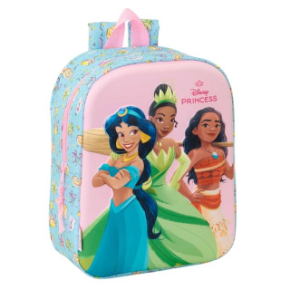 Safta Princesas Disney Mochila Guarderia 3D de 6L - Asa de Mano Superior - Asas Regulables y Acolchadas - Cierre de Cremallera
