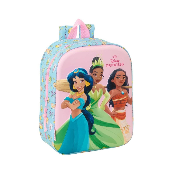Safta Princesas Disney Mochila Guarderia 3D de 6L - Asa de Mano Superior - Asas Regulables y Acolchadas - Cierre de Cremallera