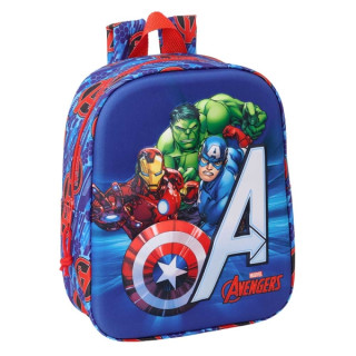 Safta Avengers Mochila Guarderia 3D de 6L - Asa de Mano Superior - Asas Regulables y Acolchadas - Cierre de Cremallera - 22x27x