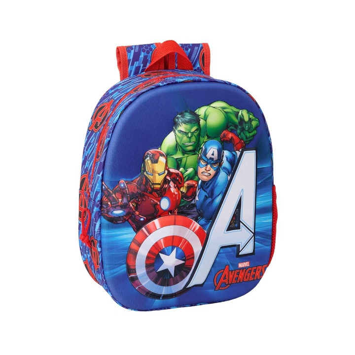 Safta Avengers Mochila 3D de 8.64L - Portabotellas - Tarjeta de Identificacion Personal - Hombreras Acolchadas - 27x33x10cm - C