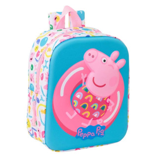 Safta Peppa Pig Mochila Guarderia 3D de 6L - Asa de Mano Superior - Asas Regulables y Acolchadas - Cierre de Cremallera - 22x27