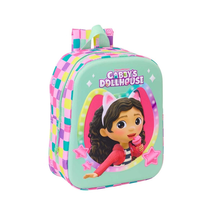 Safta Gabby'S Dollhouse Mochila Guarderia 3D de 6L - Asa de Mano Superior - Asas Regulables y Acolchadas - Cierre de Cremallera