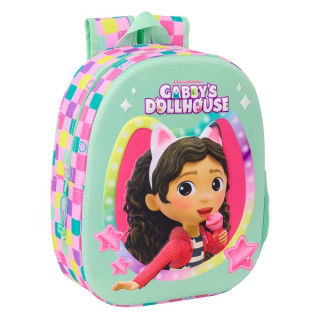 Safta Gabby'S Dollhouse Mochila 3D de 8.64L - Portabotellas - Tarjeta de Identificacion Personal - Hombreras Acolchadas - 27x33