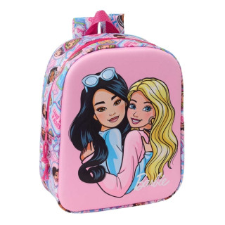 Safta Barbie Mochila Guarderia 3D de 6L - Asa de Mano Superior - Asas Regulables y Acolchadas - Cierre de Cremallera - 22x27x10