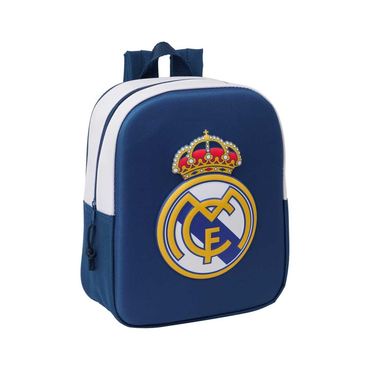 Safta Real Madrid Mochila Guarderia 3D de 6L - Asa de Mano Superior - Asas Regulables y Acolchadas - Cierre de Cremallera - 22x