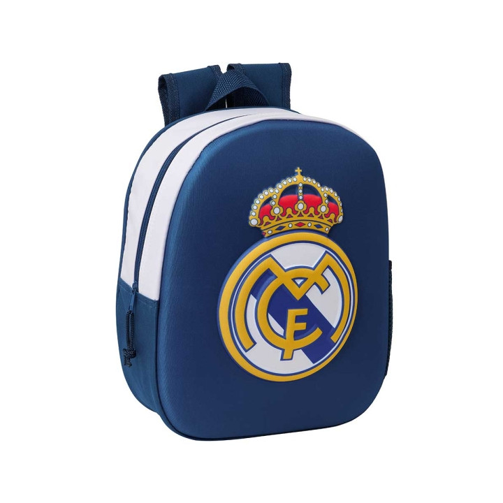 Safta Real Madrid Mochila 3D de 8.64L - Portabotellas - Tarjeta de Identificacion Personal - Hombreras Acolchadas - 27x33x10cm