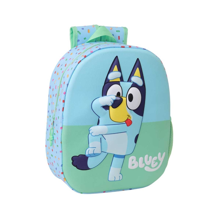 Safta Bluey Mochila 3D de 8.64L - Portabotellas - Tarjeta de Identificacion Personal - Hombreras Acolchadas - 27x33x10cm - Colo