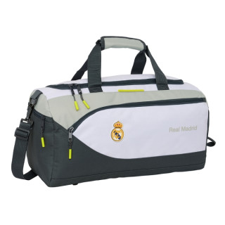 Safta Real Madrid Equipacion 25/26 Bolsa Deporte - Asa de Mano - Bandolera Ajustable y Extraible - 50x25x25cm - Color Blanco/Ne