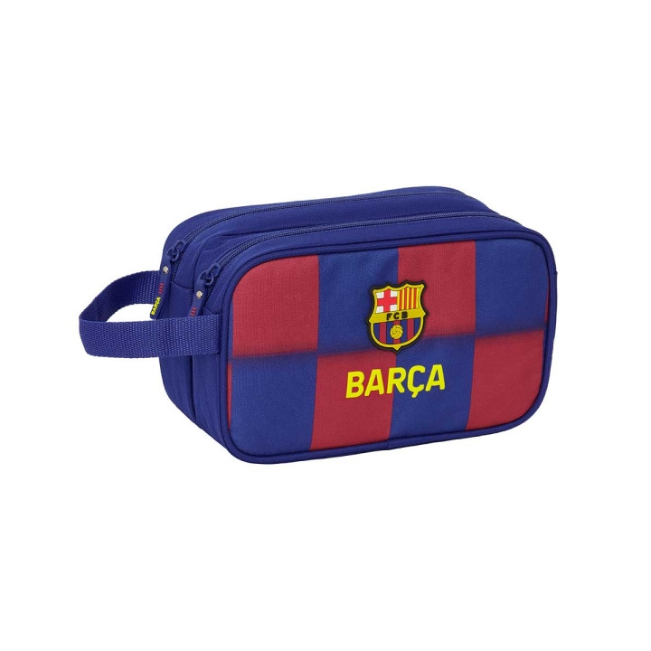 Safta F.C.Barcelona Neceser de 5L Portatodo - 2 Compartimentos - Asa de Mano - Cierre de Cremallera - 26x15x12.5cm - Color Rojo