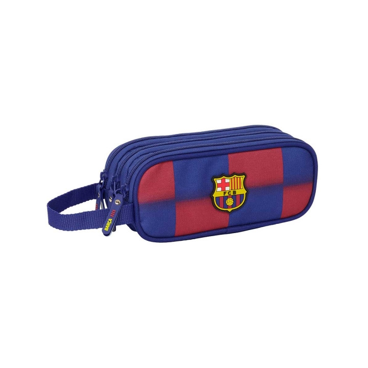 Safta F.C.Barcelona Estuche Portatodo de 1.25L - 3 Compartimentos - Asa de Mano - Cierre de Cremallera - 21x8.5x7cm - Color Roj