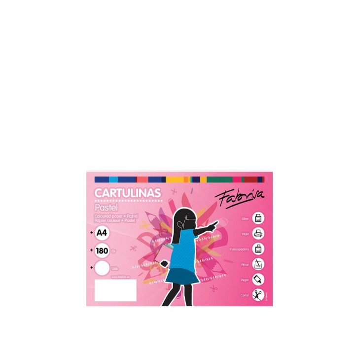 Fabrisa Pack de 100 Cartulinas 180 g/m² - Tamaño A4 - Color Blanco