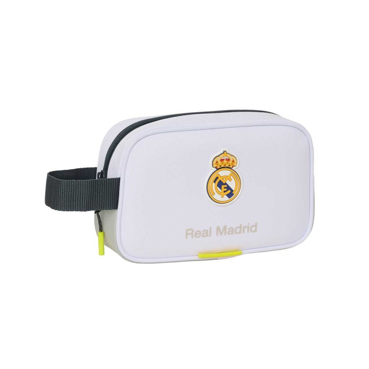 Safta Real Madrid Neceser de 2L Portatodo - Asa de Mano - Cierre de Cremallera - 22x13.5x8cm - Color Blanco y Negro