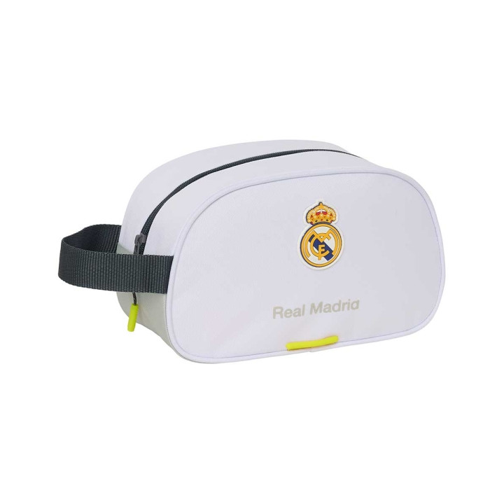 Safta Real Madrid Neceser de 5L Portatodo - Adaptable a Carro - Asa de Mano - Cierre de Cremallera - 26x15x12cm - Color Blanco