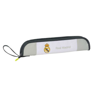 Safta Real Madrid Portaflautas de 0.6L - Borde con Ribete Reforzado - Asa de Mano - Cierre de Cremallera - 37x8x2cm - Color Bla