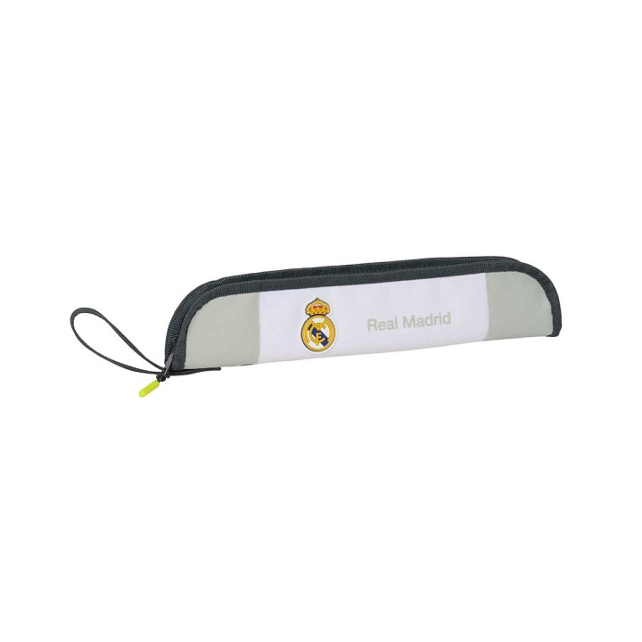 Safta Real Madrid Portaflautas de 0.6L - Borde con Ribete Reforzado - Asa de Mano - Cierre de Cremallera - 37x8x2cm - Color Bla