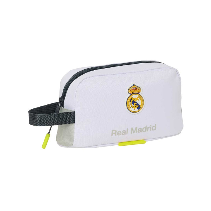 Safta Real Madrid Bolsa Isotermica Porta Alimentos de 1.7L - Asa de Mano - Cierre de Cremallera - 21.5x12x6.5cm - Color Blanco