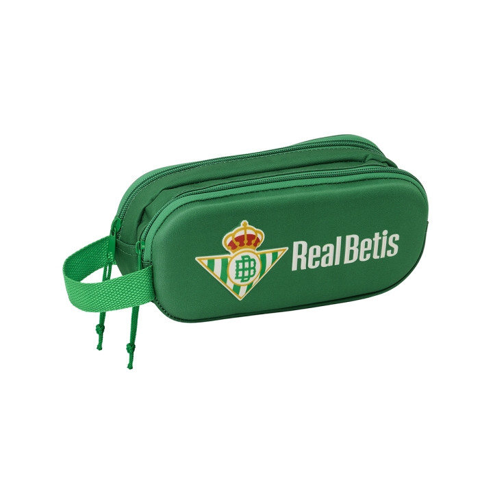 Safta Real Betis Estuche Portatodo 3D - 2 Compartimentos - Cierre de Cremallera - Asa de Mano - 21x8x6cm - Color Verde