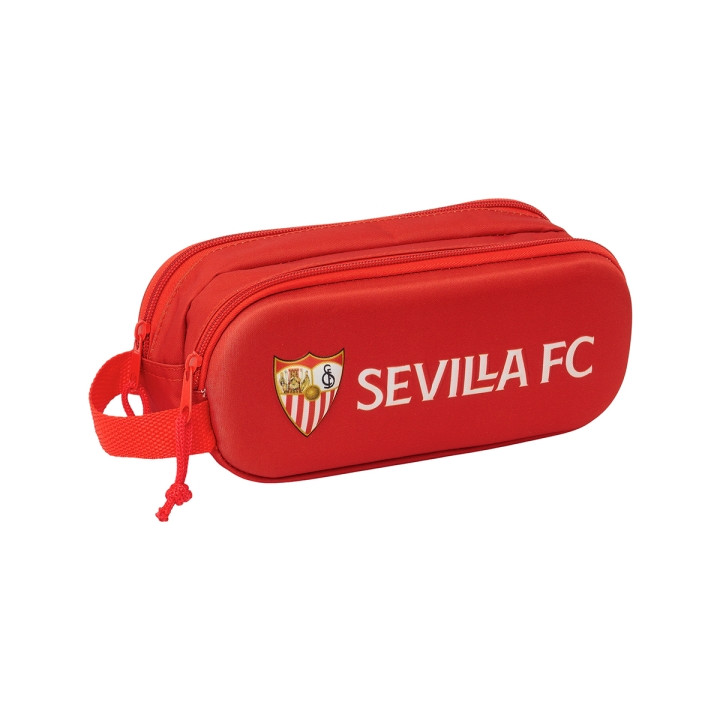 Safta Sevilla Fc Estuche Portatodo 3D - 2 Compartimentos - Cierre de Cremallera - Asa de Mano - 21x8x6cm - Color Rojo