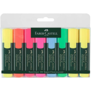 Faber-Castell Textliner 48 Pack de 8 Marcadores Fluorescentes - Punta Biselada - Trazo entre 1.2mm y 5mm - Tinta con Base de Ag