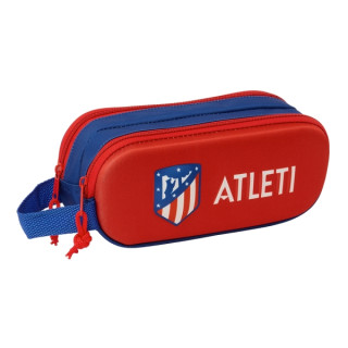 Safta Atletico de Madrid Estuche Portatodo 3D - 2 Compartimentos - Cierre de Cremallera - Asa de Mano - 21x8x6cm - Color Rojo y