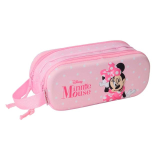 Safta Minnie Mouse Estuche Portatodo 3D de 1L - 2 Compartimentos - Cierre de Cremallera - Asa de Mano - 21x8x6cm - Color Rosa P