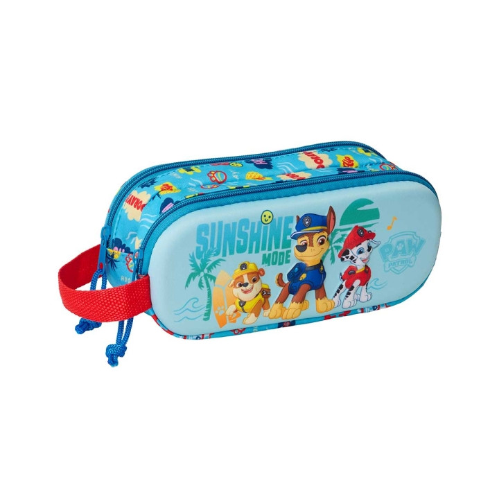 Safta Patrulla Canina Estuche Portatodo 3D de 1L - 2 Compartimentos - Cierre de Cremallera - Asa de Mano - 21x8x6cm - Color Roj