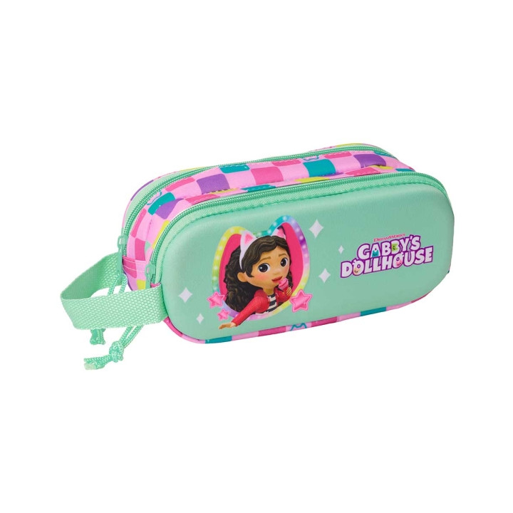 Safta Gabby'S Dollhouse Estuche Portatodo 3D de 1L - 2 Compartimentos - Cierre de Cremallera - Asa de Mano - 21x8x6cm - Color M