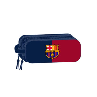 Safta F.C.Barcelona Estuche Portatodo 3D de 1L - 2 Compartimentos - Cierre de Cremallera - Asa de Mano - 21x8x6cm - Color Rojo