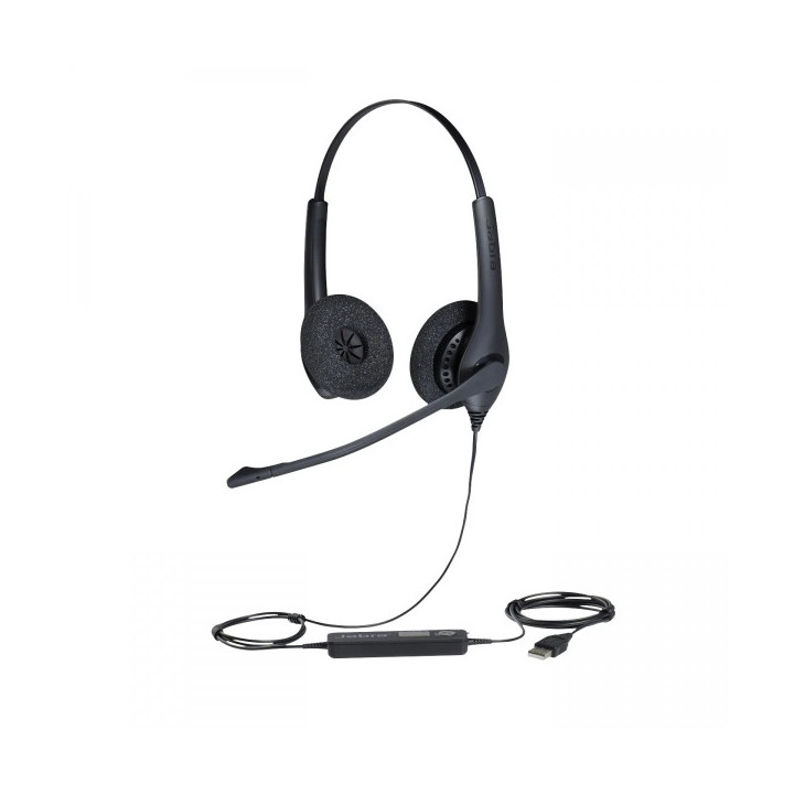Jabra BIZ 1500 Duo Auriculares con Microfono Plegable USB - Cancelacion de Ruido - Diadema Ajustable - Controles en Cable - Cab
