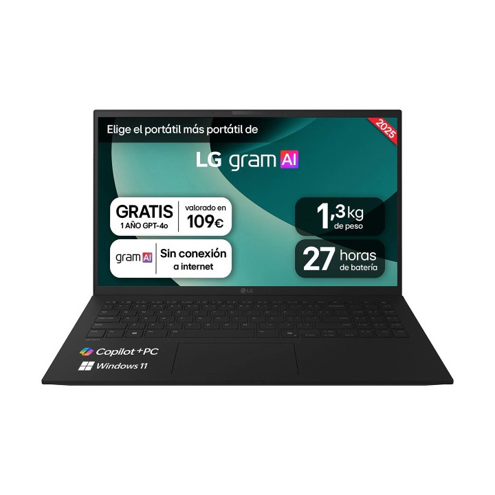 LG Gram 15Z80T-G.AS58B Portatil 15" AMD Ryzen AI 5 340 - 16GB - 1TB SSD - Windows 11 Home - Color Negro