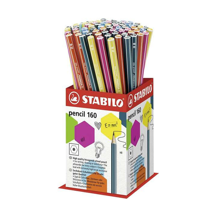 Stabilo Pencil 160 Expositor de 72 Lapices Hexagonales - Mina HB Robusta de 2.2mm - Diseño Moderno