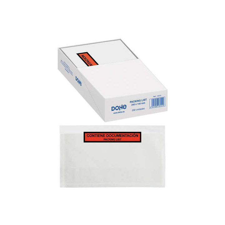 Dohe Caja de 250 Sobres Autoadhesivos Packing List - Medidas 240 x140mm