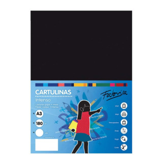 Fabrisa Pack de 25 Cartulinas 180 g/m² - Tamaño A3 - Color Negro
