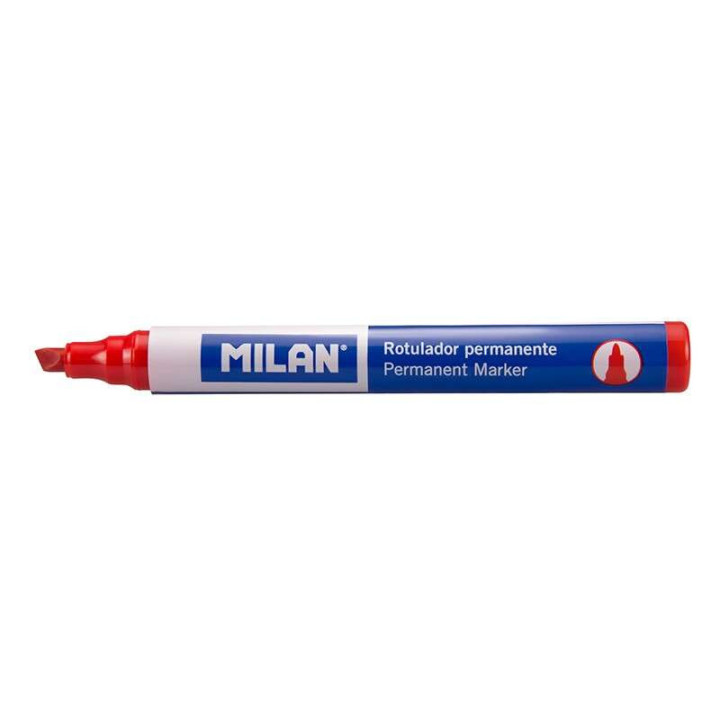 Milan Rotulador Permanente Punta Biselada - Punta 1 - 4mm - Tinta a Base de Alcohol - Color Rojo