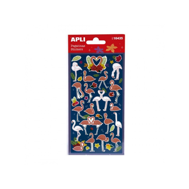 Apli Bolsa de Pegatinas de Flamencos - Acabado Mate - Adhesivo Permanente - Ideal para Scrapbooking y Decoracion - Estimula Cre