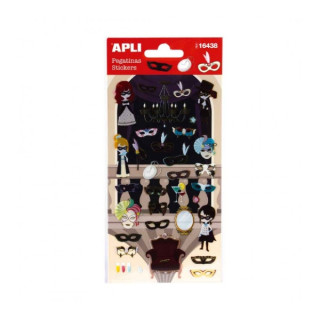 Apli Bolsa de Pegatinas de Mascaras - Acabado Brillante - Adhesivo Permanente - Ideal para Scrapbooking y Decoracion - Fomenta