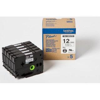 BROTHER Cinta Alta Calidad 8m Transparente/Negro (Pack 5Ud)12mm