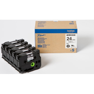 BROTHER Cinta Alta Calidad 8m Transparente/Negro (Pack 5Ud) 24mm