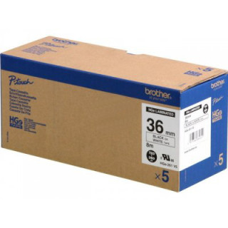 BROTHER Cinta Alta Calidad 8m Blanco/Negro (Pack 5Ud) 36mm