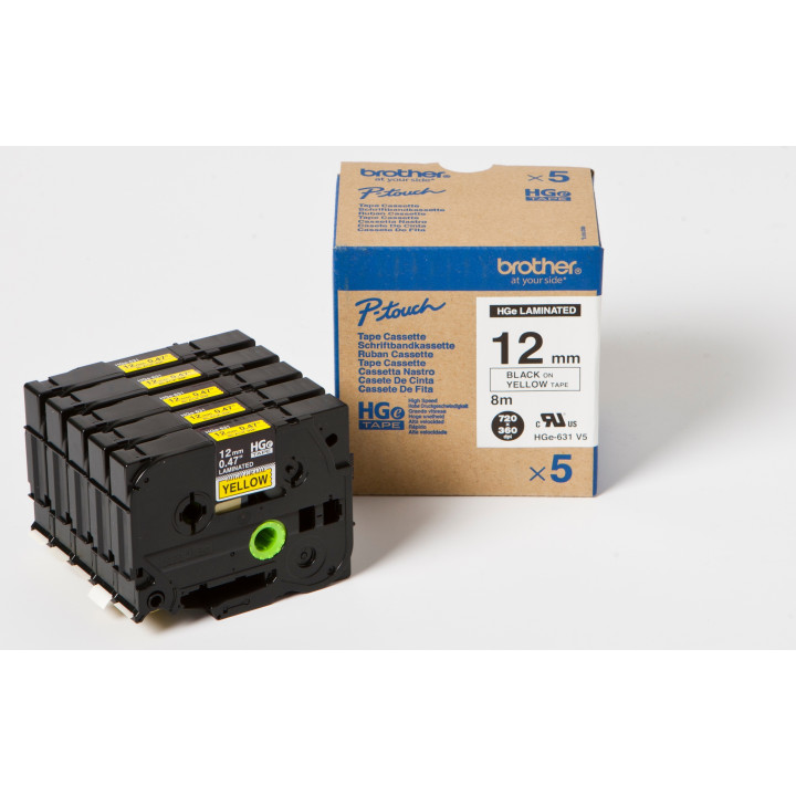 BROTHER Cinta Alta Calidad 8m Amarillo/Negro (Pack 5Ud)12mm