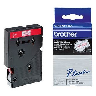 BROTHER Cinta laminada blanco/rojo 12mm
