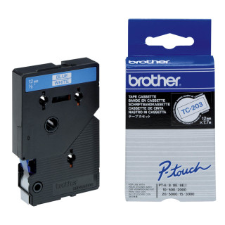 BROTHER Cinta laminada blanco/azul 12mm