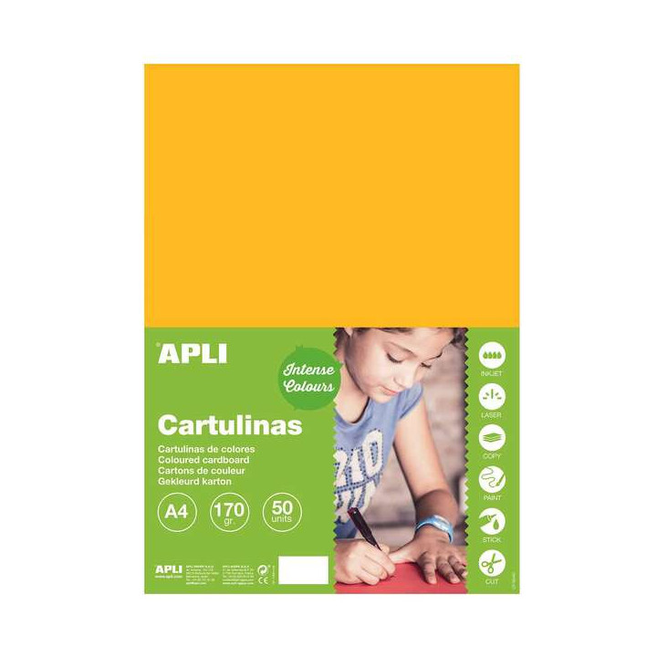 Apli Cartulina Amarillo Oro A4 170g 50 Hojas